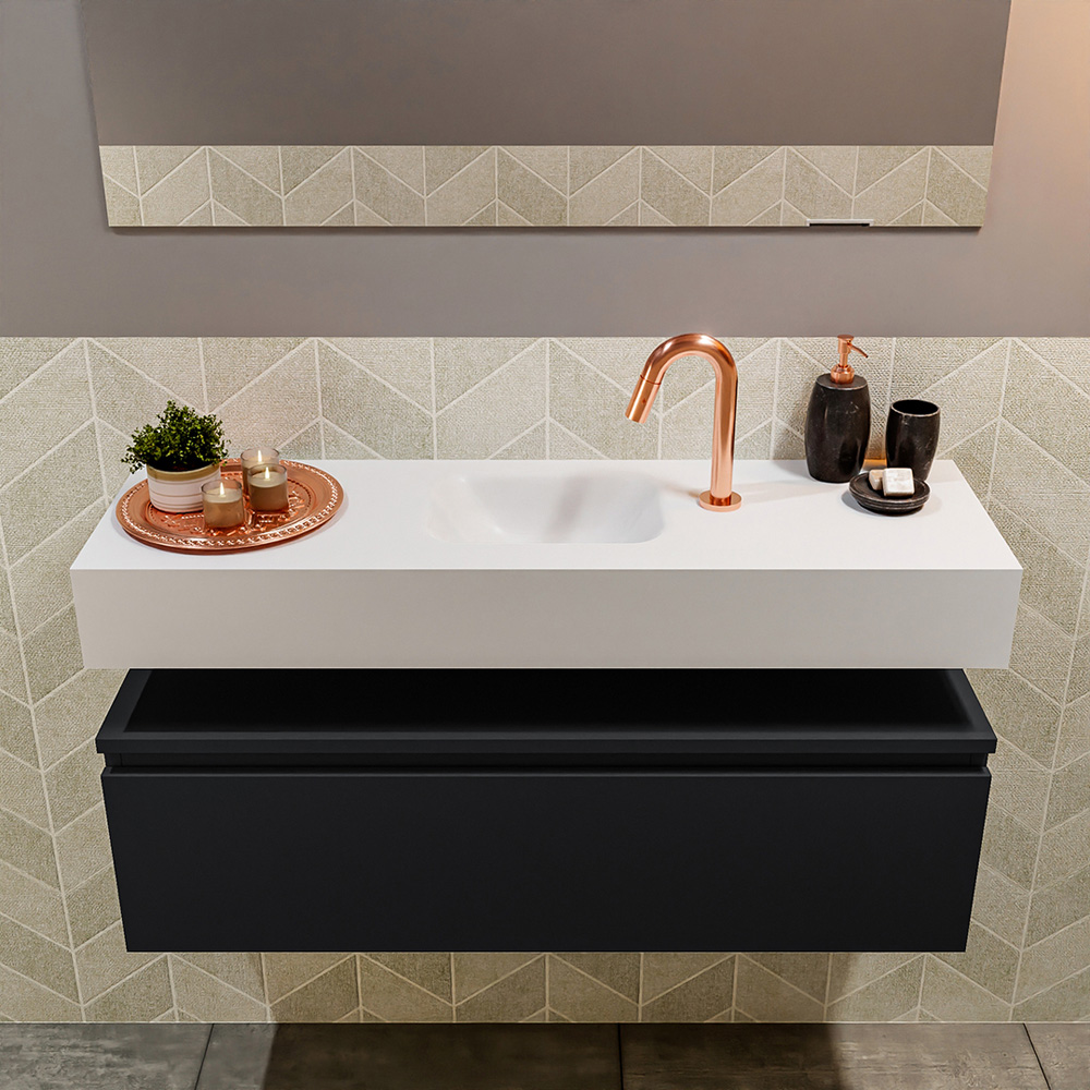 MONDIAZ ANDOR 100cm toiletmeubel urban. LEX 100cm wastafel talc positie midden. Met 1 kraangat - Afbeelding 3