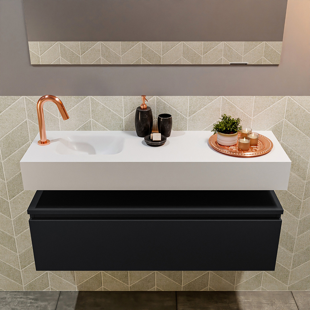 MONDIAZ ANDOR 100cm toiletmeubel urban. LEX 100cm wastafel talc positie links. Met 1 kraangat - Afbeelding 3