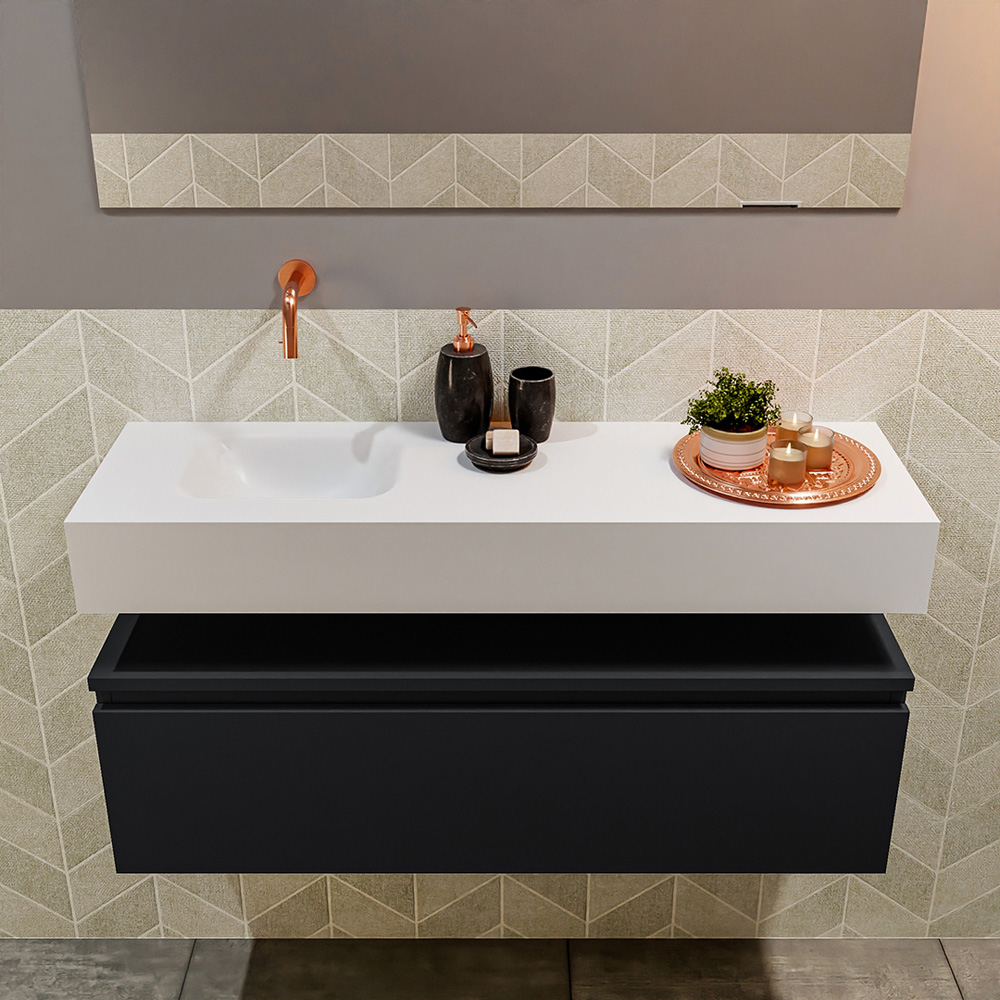 MONDIAZ ANDOR 100cm toiletmeubel urban. LEX 100cm wastafel talc positie links. Zonder kraangat - Afbeelding 3