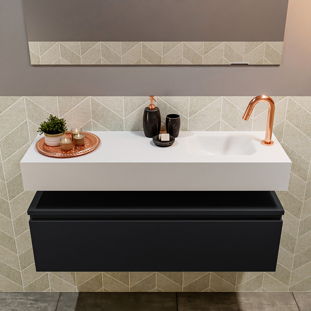 MONDIAZ ANDOR 100cm toiletmeubel urban. LEX 100cm wastafel talc positie rechts. Met 1 kraangat - Afbeelding 3