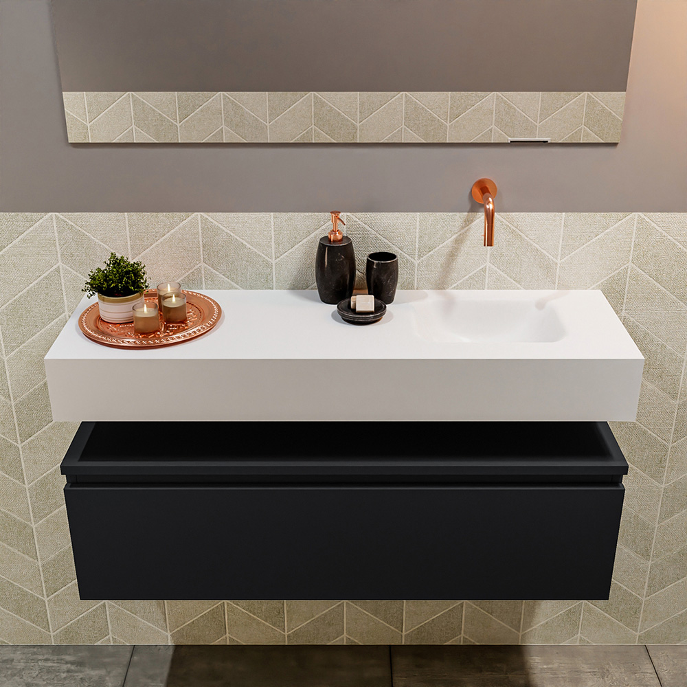 MONDIAZ ANDOR 100cm toiletmeubel urban. LEX 100cm wastafel talc positie rechts. Zonder kraangat - Afbeelding 3