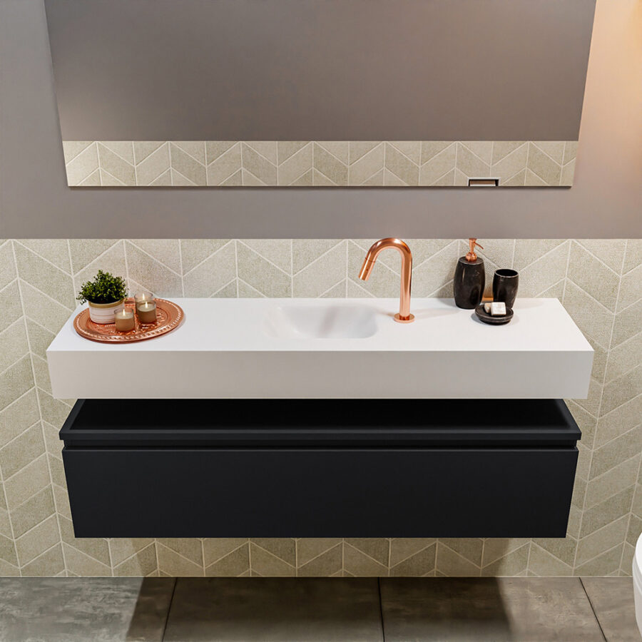 MONDIAZ ANDOR 120cm toiletmeubel urban. LEX 120cm wastafel talc positie midden. Met 1 kraangat - Afbeelding 3