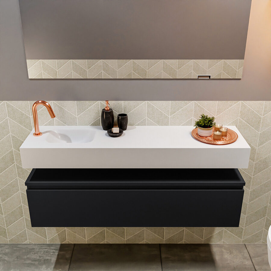 MONDIAZ ANDOR 120cm toiletmeubel urban. LEX 120cm wastafel talc positie links. Met 1 kraangat - Afbeelding 3