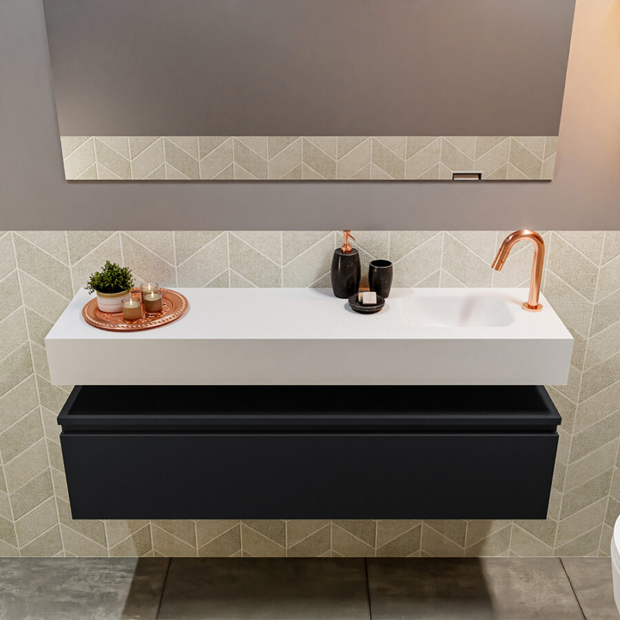 MONDIAZ ANDOR 120cm toiletmeubel urban. LEX 120cm wastafel talc positie rechts. Met 1 kraangat - Afbeelding 3