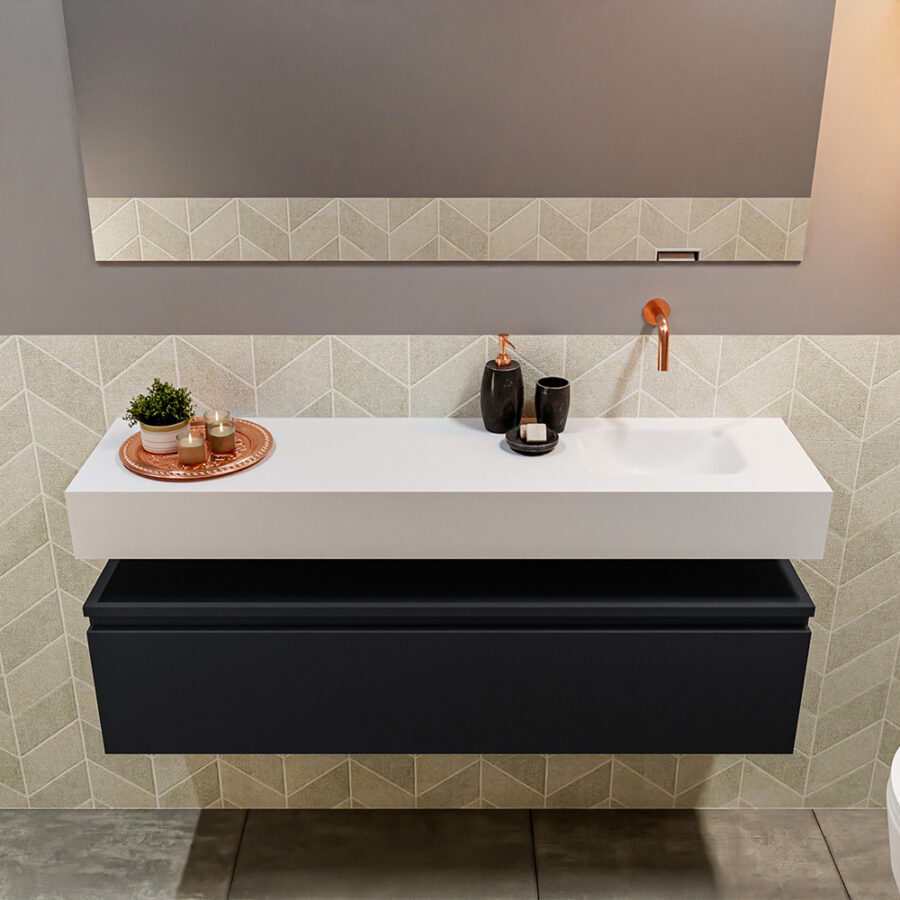 MONDIAZ ANDOR 120cm toiletmeubel urban. LEX 120cm wastafel talc positie rechts. Zonder kraangat - Afbeelding 3