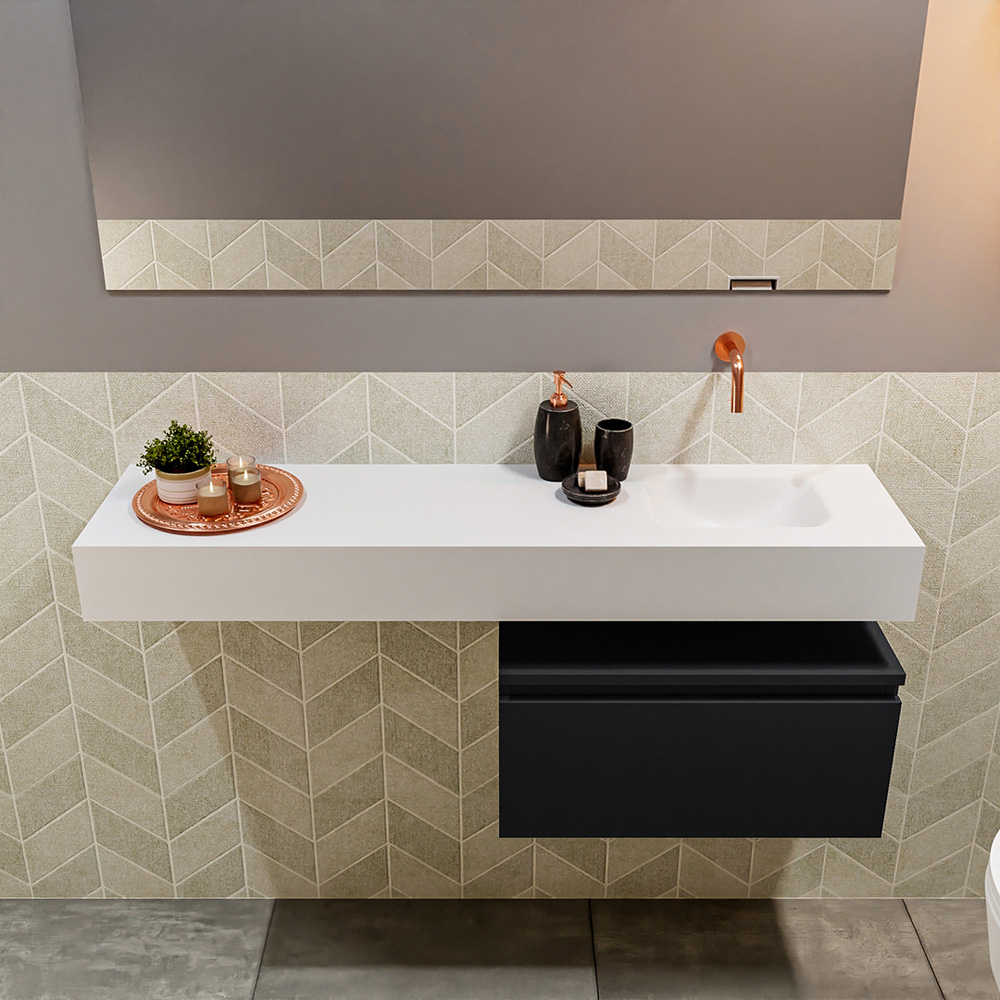 MONDIAZ ANDOR 60cm toiletmeubel urban. LEX 120cm wastafel talc positie rechts. Zonder kraangat - Afbeelding 3