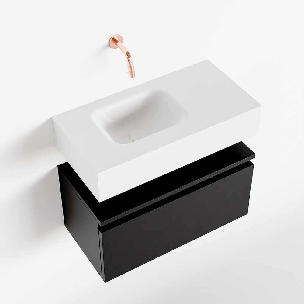 MONDIAZ ANDOR 60cm toiletmeubel urban. LEX 60cm wastafel talc positie links. Zonder kraangat - Afbeelding 4