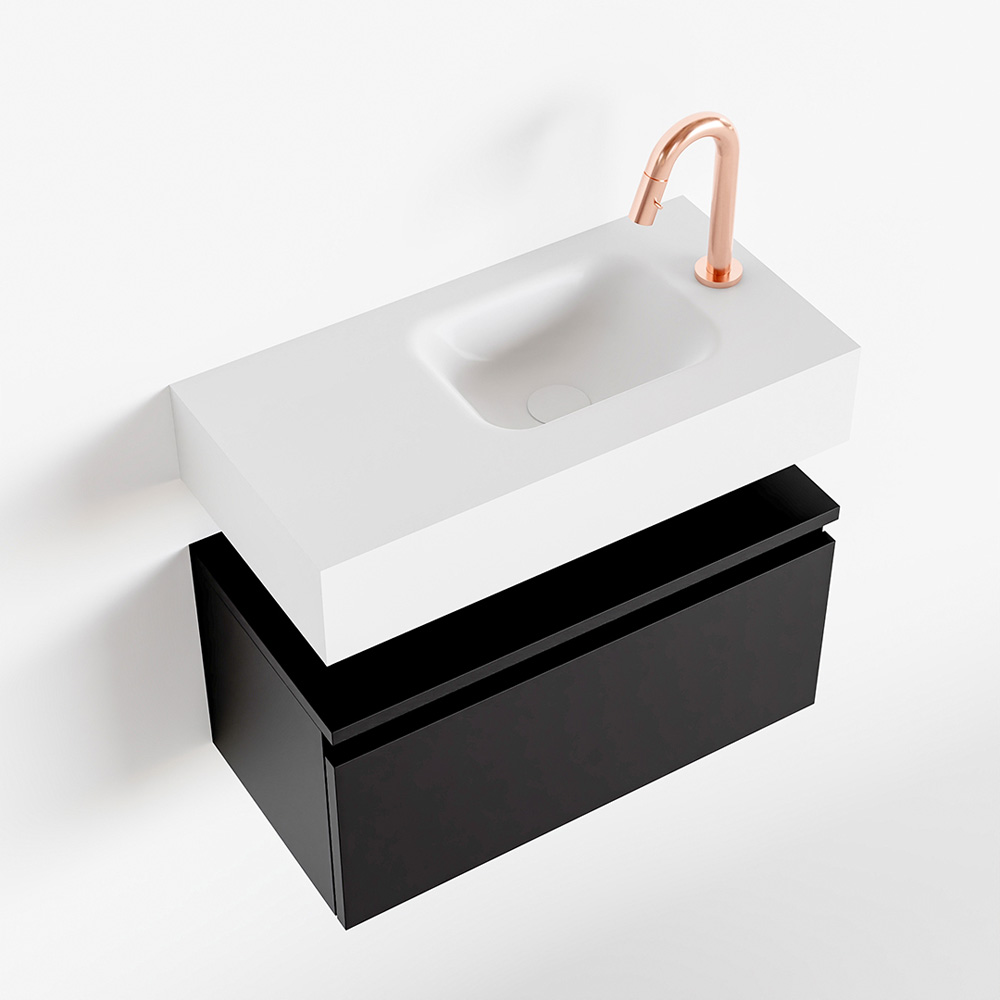 MONDIAZ ANDOR 60cm toiletmeubel urban. LEX 60cm wastafel talc positie rechts. Met 1 kraangat - Afbeelding 4