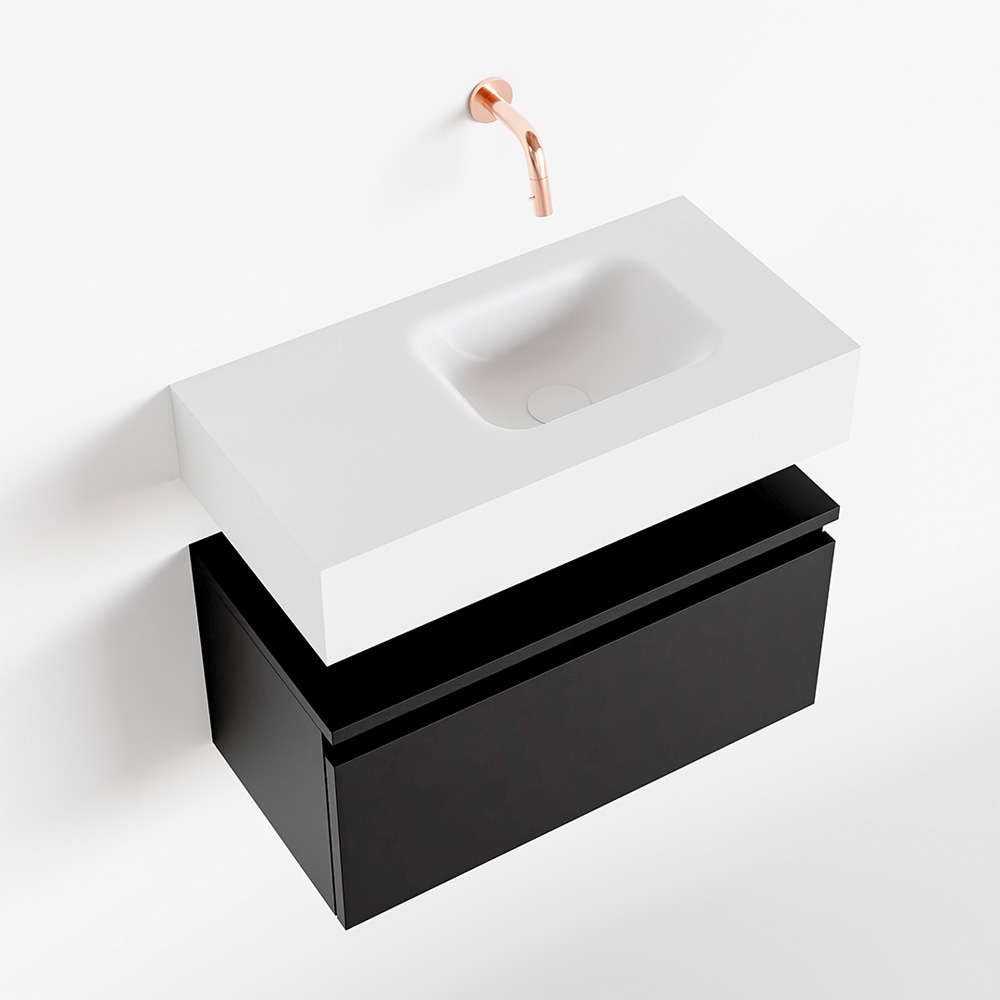 MONDIAZ ANDOR 60cm toiletmeubel urban. LEX 60cm wastafel talc positie rechts. Zonder kraangat - Afbeelding 4