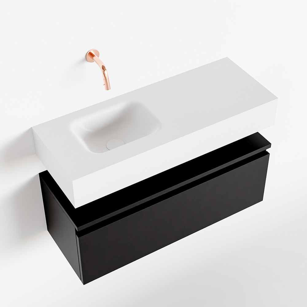 MONDIAZ ANDOR 80cm toiletmeubel urban. LEX 80cm wastafel talc positie links. Zonder kraangat - Afbeelding 4