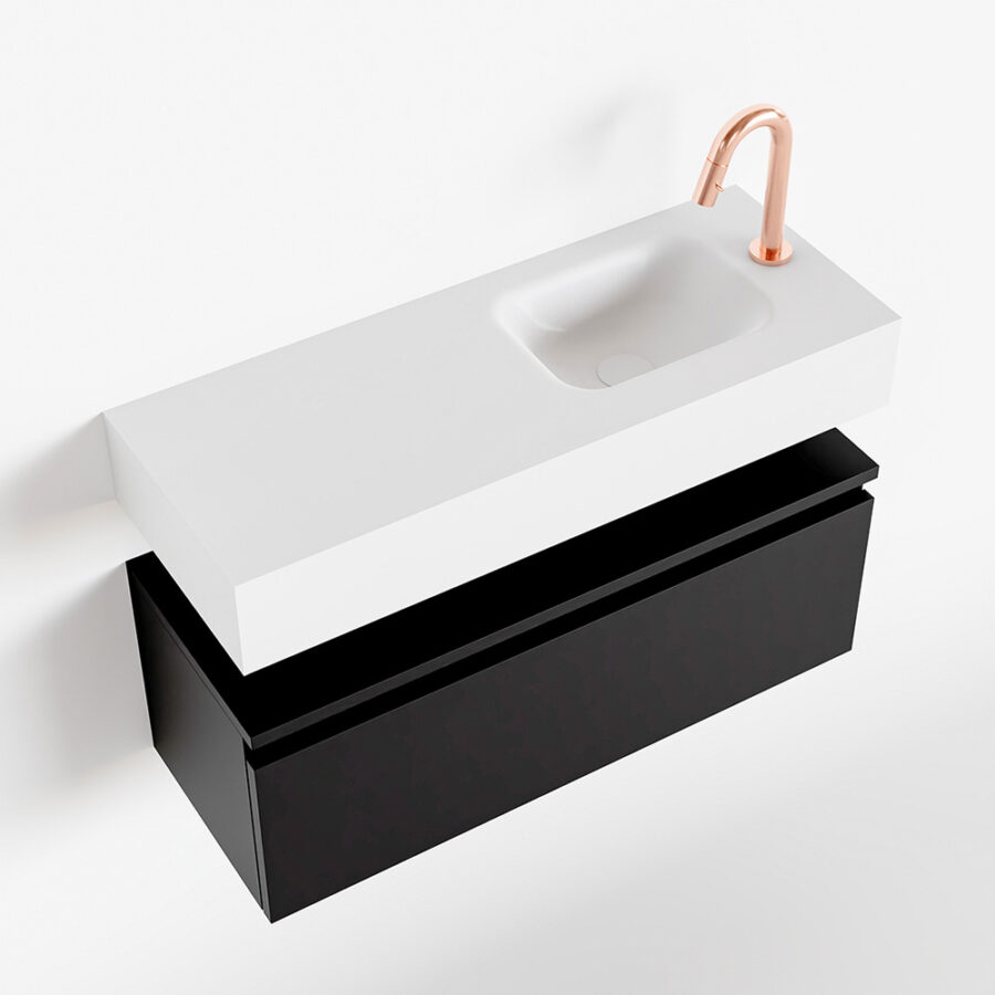 MONDIAZ ANDOR 80cm toiletmeubel urban. LEX 80cm wastafel talc positie rechts. Met 1 kraangat - Afbeelding 4