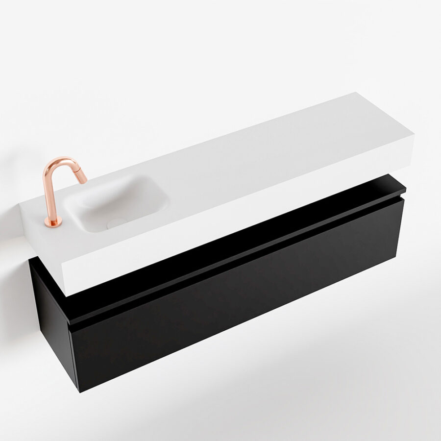 MONDIAZ ANDOR 120cm toiletmeubel urban. LEX 120cm wastafel talc positie links. Met 1 kraangat - Afbeelding 4