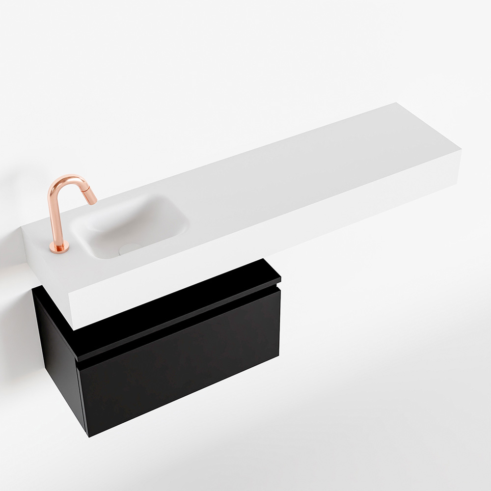 MONDIAZ ANDOR 60cm toiletmeubel urban. LEX 120cm wastafel talc positie links. Met 1 kraangat - Afbeelding 4