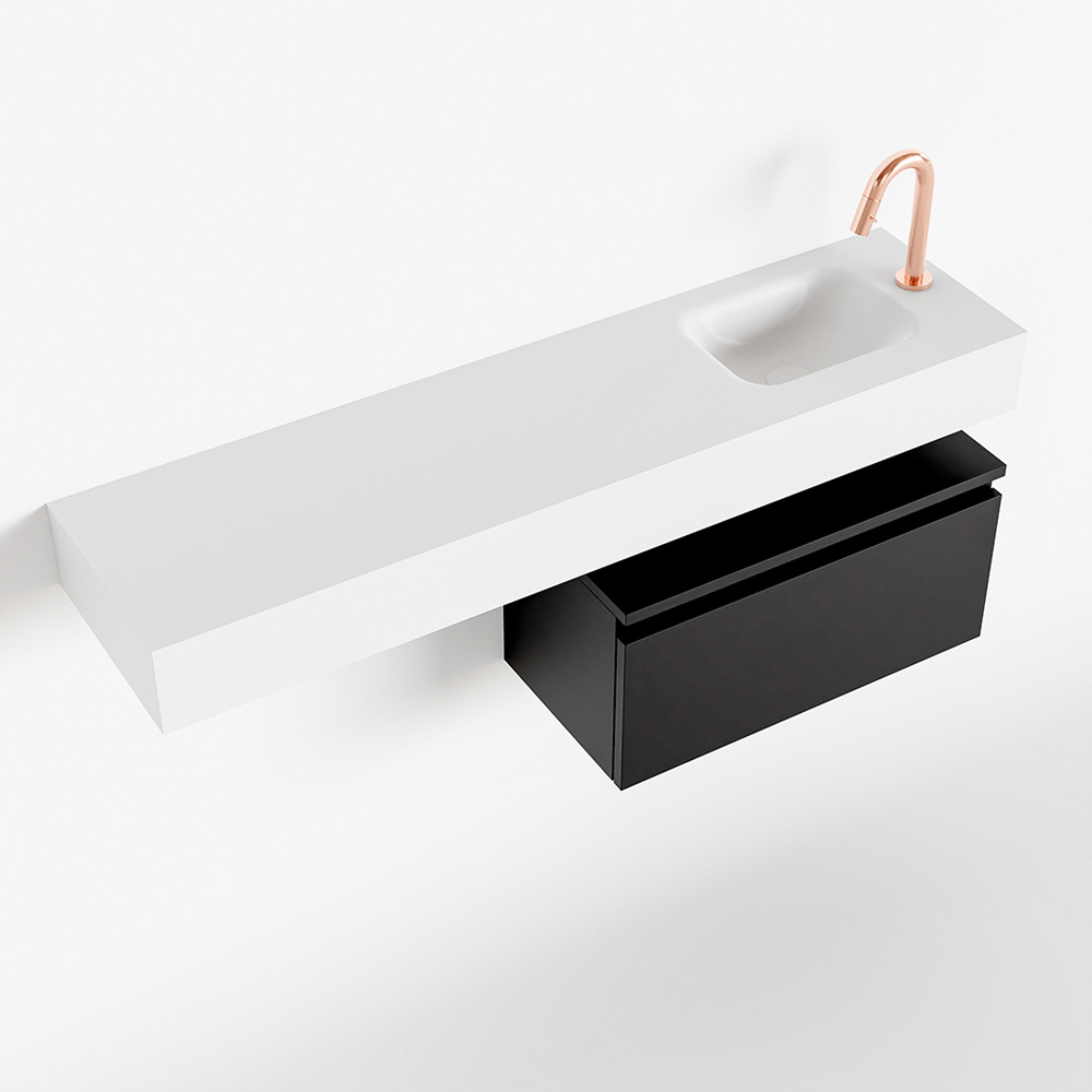 MONDIAZ ANDOR 60cm toiletmeubel urban. LEX 120cm wastafel talc positie rechts. Met 1 kraangat - Afbeelding 4