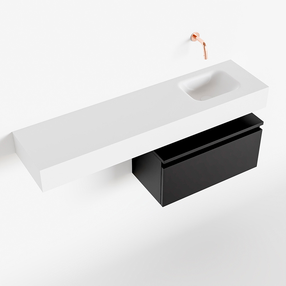 MONDIAZ ANDOR 60cm toiletmeubel urban. LEX 120cm wastafel talc positie rechts. Zonder kraangat - Afbeelding 4