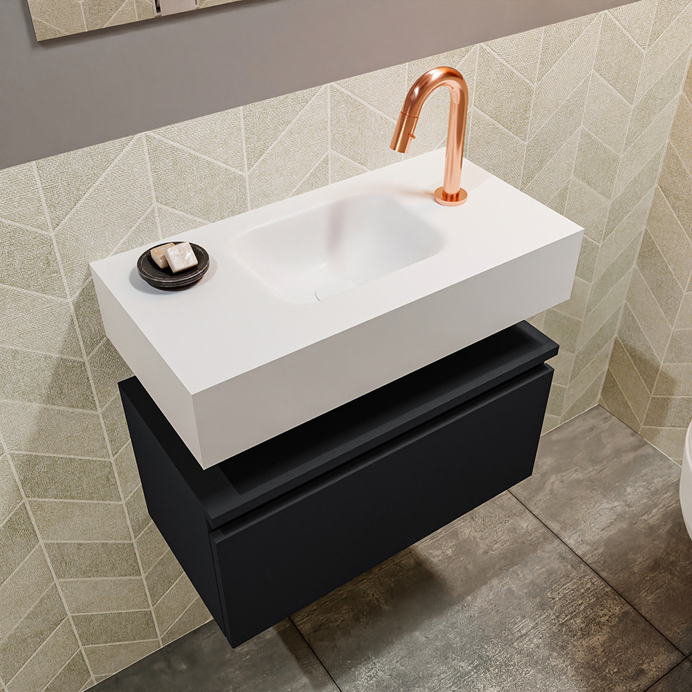 MONDIAZ ANDOR 60cm toiletmeubel urban. LEX 60cm wastafel talc positie midden. Met 1 kraangat - Afbeelding 2