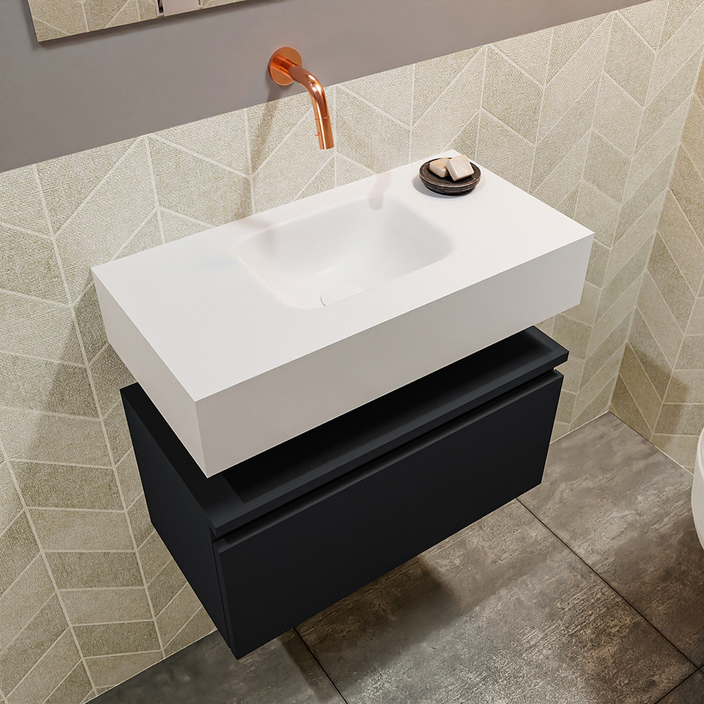 MONDIAZ ANDOR 60cm toiletmeubel urban. LEX 60cm wastafel talc positie midden. Zonder kraangat - Afbeelding 2