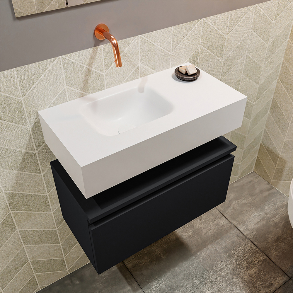 MONDIAZ ANDOR 60cm toiletmeubel urban. LEX 60cm wastafel talc positie links. Zonder kraangat - Afbeelding 2