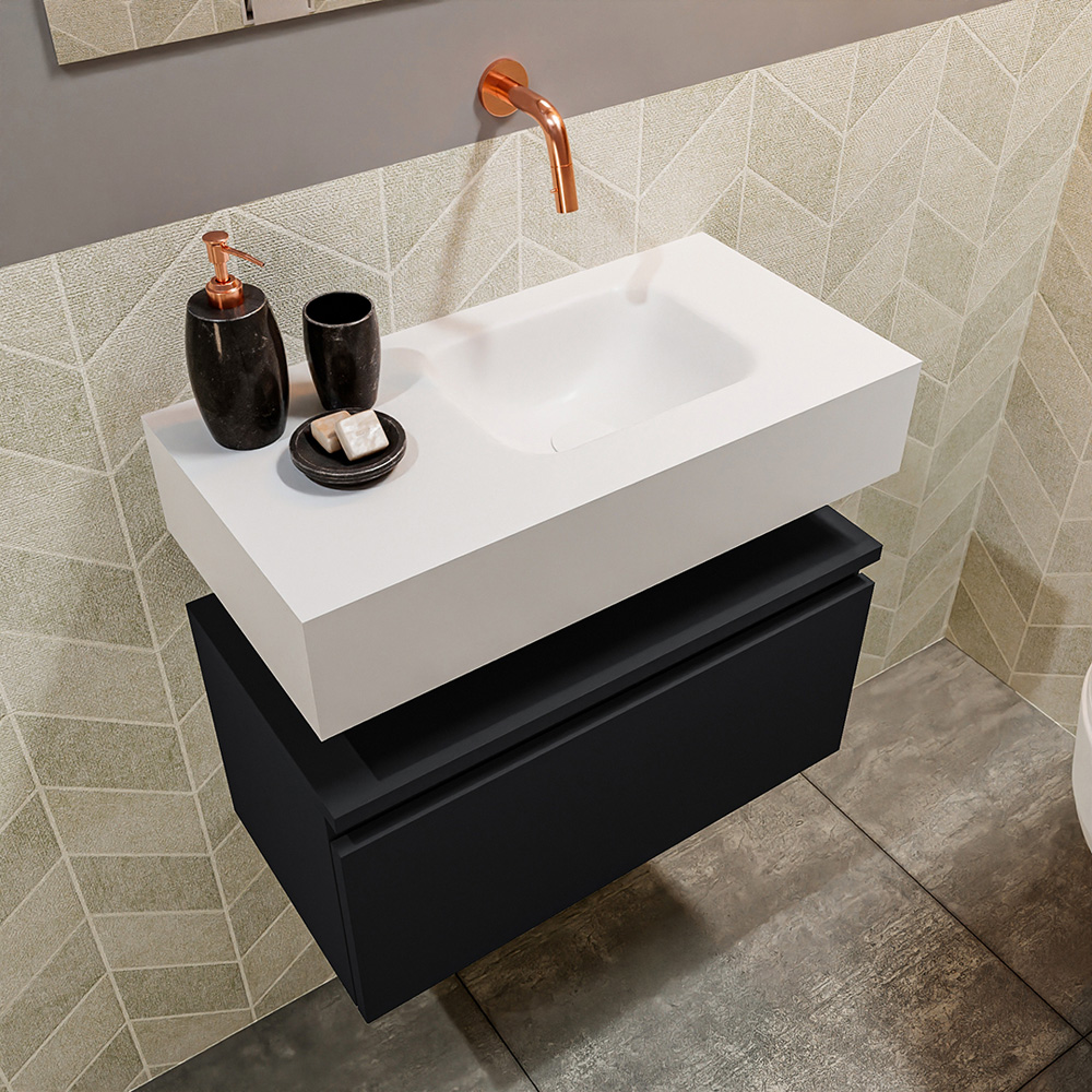 MONDIAZ ANDOR 60cm toiletmeubel urban. LEX 60cm wastafel talc positie rechts. Zonder kraangat - Afbeelding 2