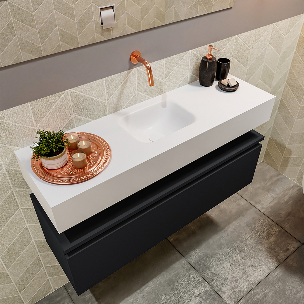 MONDIAZ ANDOR 100cm toiletmeubel urban. LEX 100cm wastafel talc positie midden. Zonder kraangat - Afbeelding 2