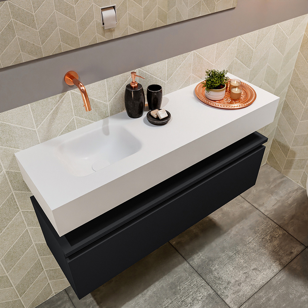 MONDIAZ ANDOR 100cm toiletmeubel urban. LEX 100cm wastafel talc positie links. Zonder kraangat - Afbeelding 2