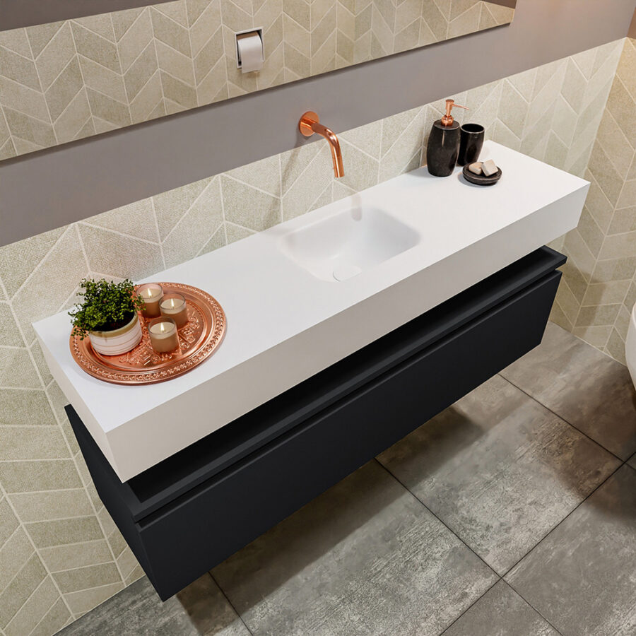 MONDIAZ ANDOR 120cm toiletmeubel urban. LEX 120cm wastafel talc positie midden. Zonder kraangat - Afbeelding 2