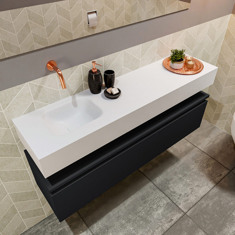 MONDIAZ ANDOR 120cm toiletmeubel urban. LEX 120cm wastafel talc positie links. Zonder kraangat - Afbeelding 2
