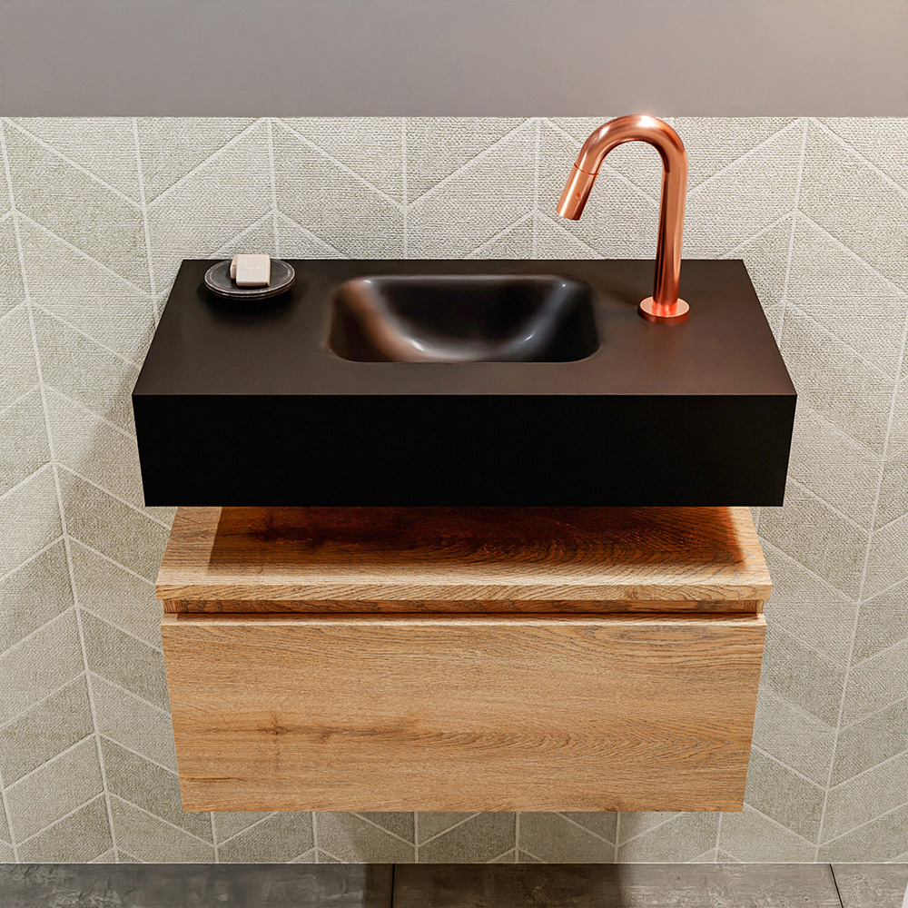 MONDIAZ ANDOR 60cm toiletmeubel washed oak. LEX 60cm wastafel urban positie midden. Met 1 kraangat - Afbeelding 3