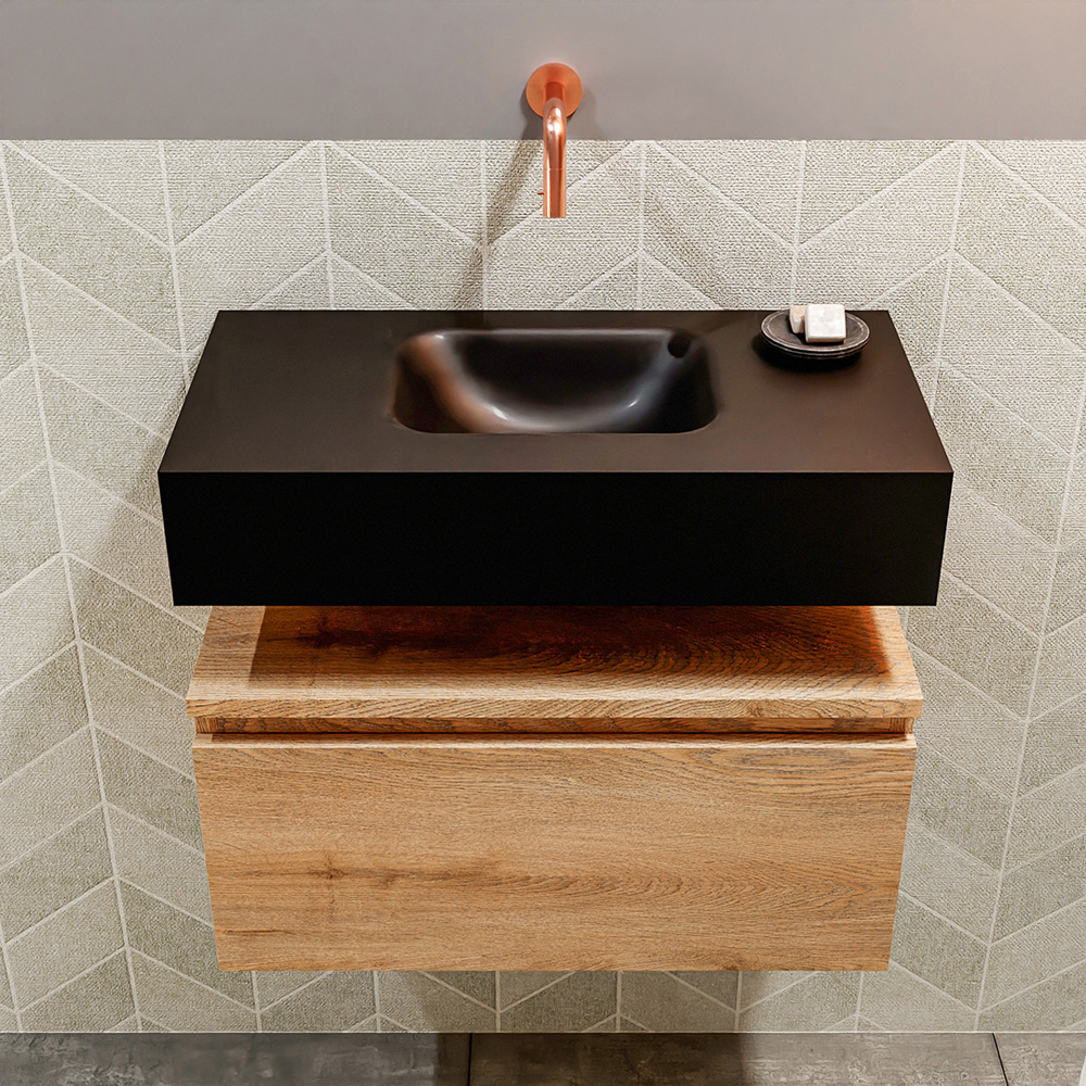 MONDIAZ ANDOR 60cm toiletmeubel washed oak. LEX 60cm wastafel urban positie midden. Zonder kraangat - Afbeelding 3