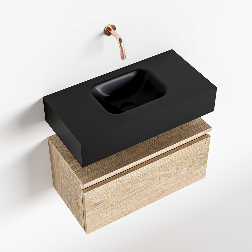 MONDIAZ ANDOR 60cm toiletmeubel washed oak. LEX 60cm wastafel urban positie midden. Zonder kraangat - Afbeelding 4