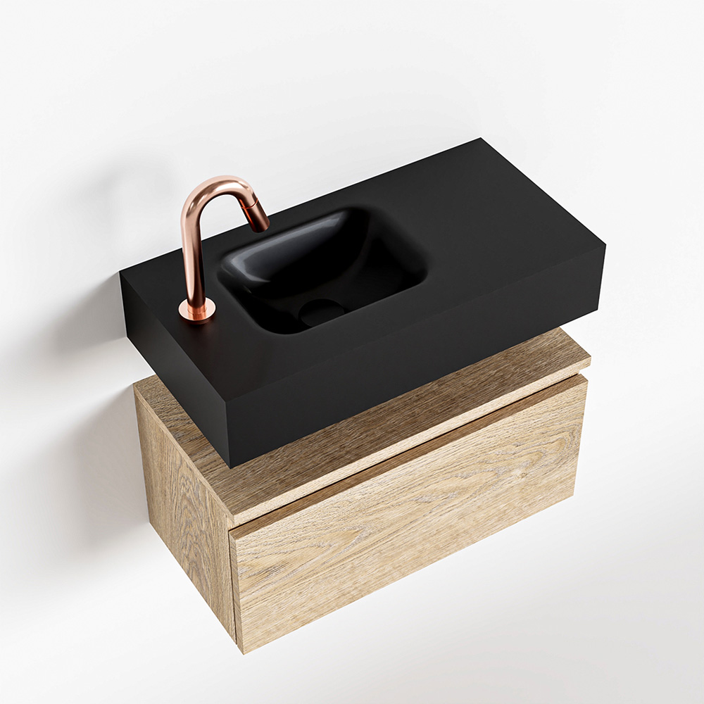 MONDIAZ ANDOR 60cm toiletmeubel washed oak. LEX 60cm wastafel urban positie links. Met 1 kraangat - Afbeelding 4