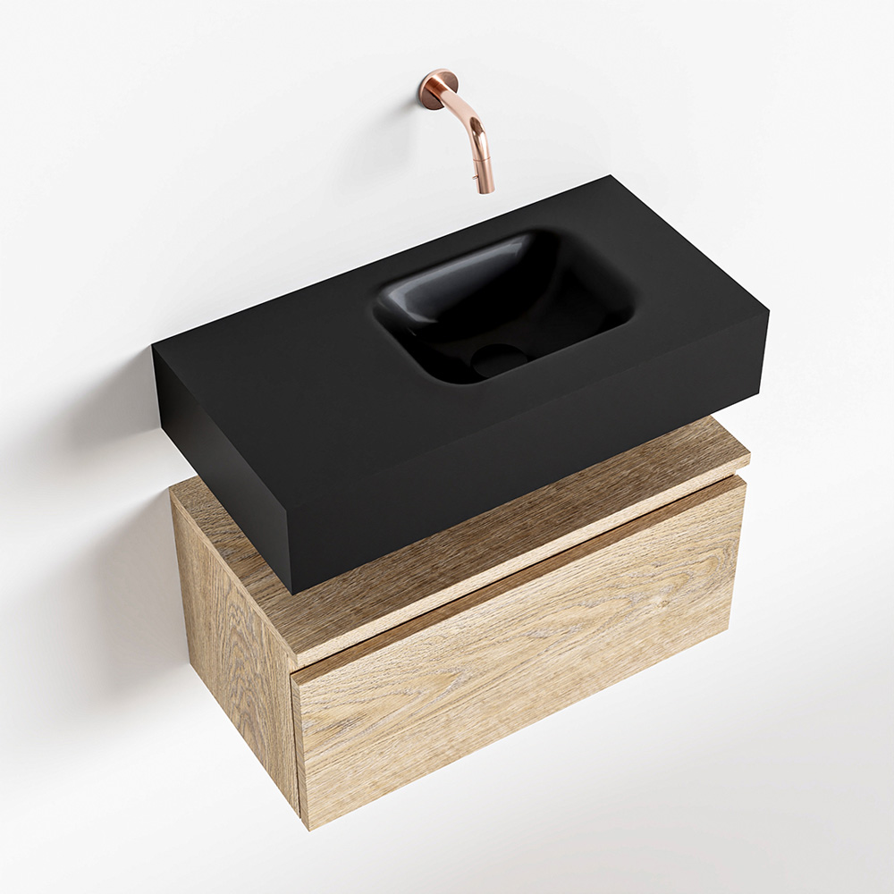 MONDIAZ ANDOR 60cm toiletmeubel washed oak. LEX 60cm wastafel urban positie rechts. Zonder kraangat - Afbeelding 4