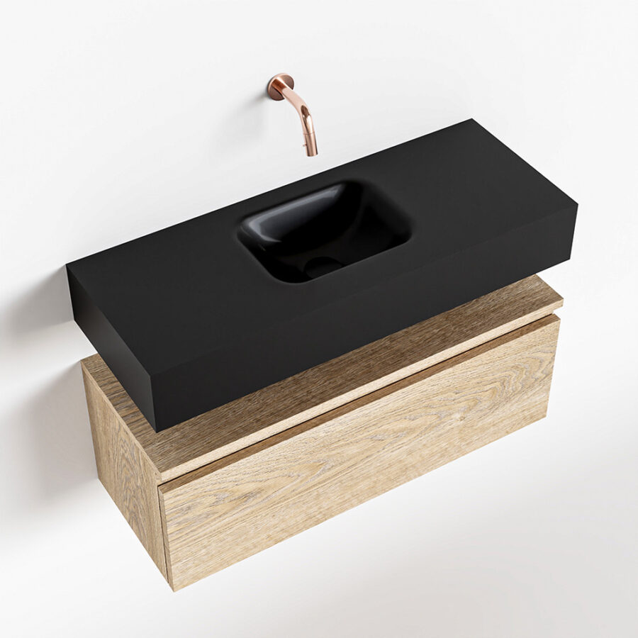 MONDIAZ ANDOR 80cm toiletmeubel washed oak. LEX 80cm wastafel urban positie midden. Zonder kraangat - Afbeelding 4