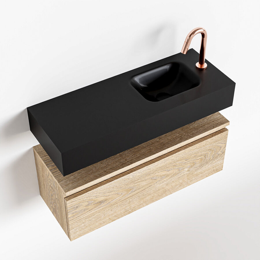 MONDIAZ ANDOR 80cm toiletmeubel washed oak. LEX 80cm wastafel urban positie rechts. Met 1 kraangat - Afbeelding 4