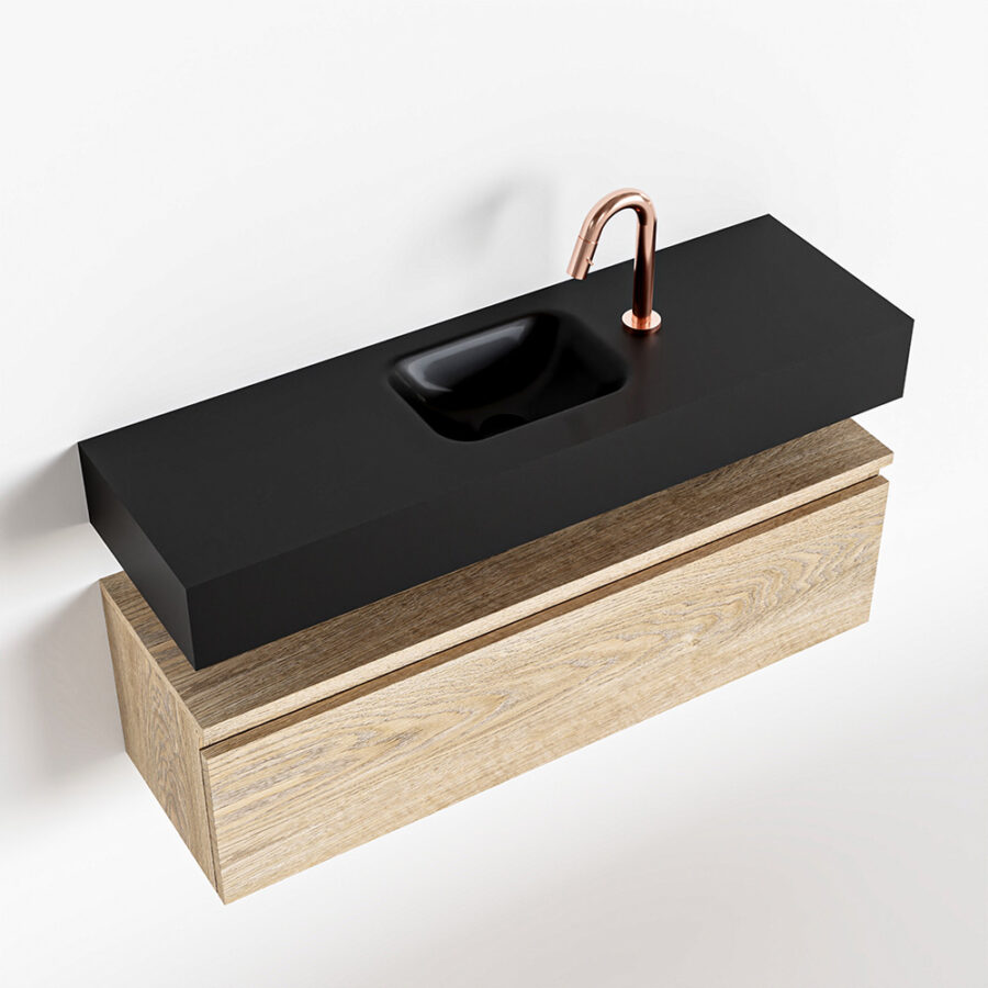 MONDIAZ ANDOR 100cm toiletmeubel washed oak. LEX 100cm wastafel urban positie midden. Met 1 kraangat - Afbeelding 4