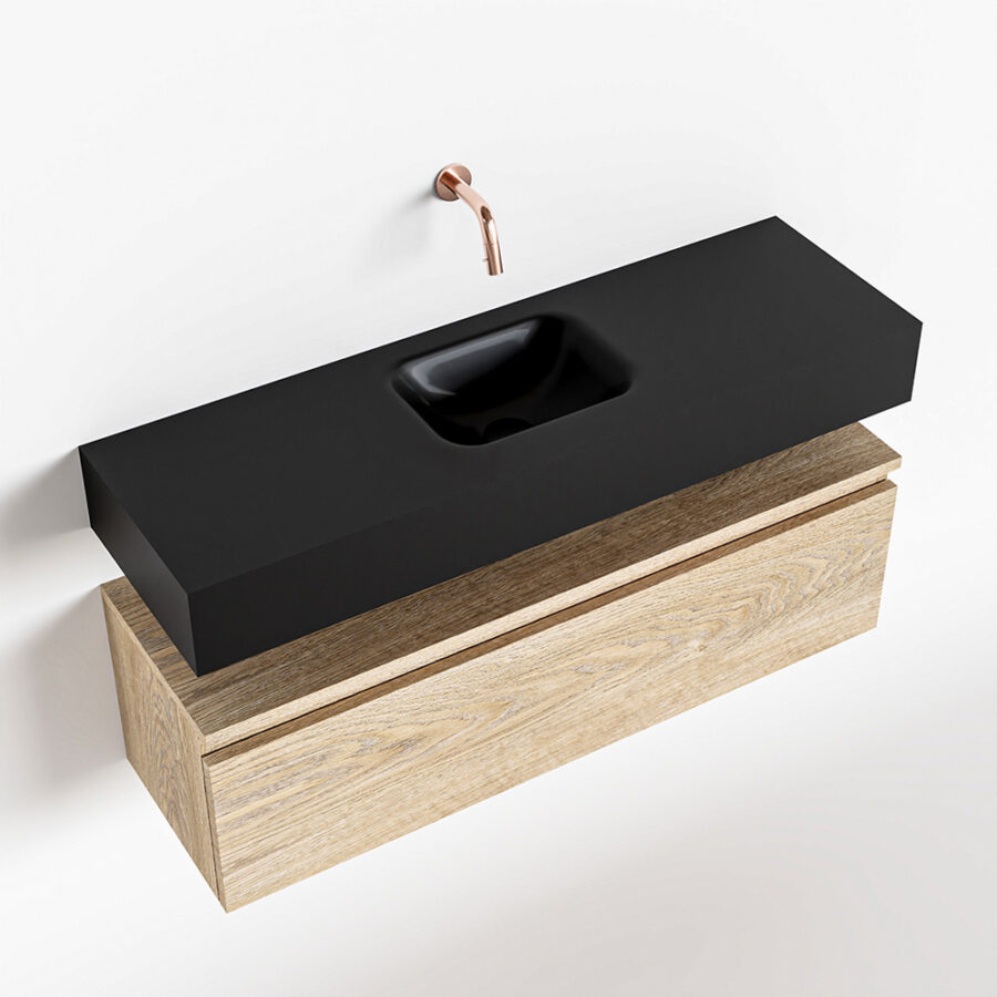 MONDIAZ ANDOR 100cm toiletmeubel washed oak. LEX 100cm wastafel urban positie midden. Zonder kraangat - Afbeelding 4
