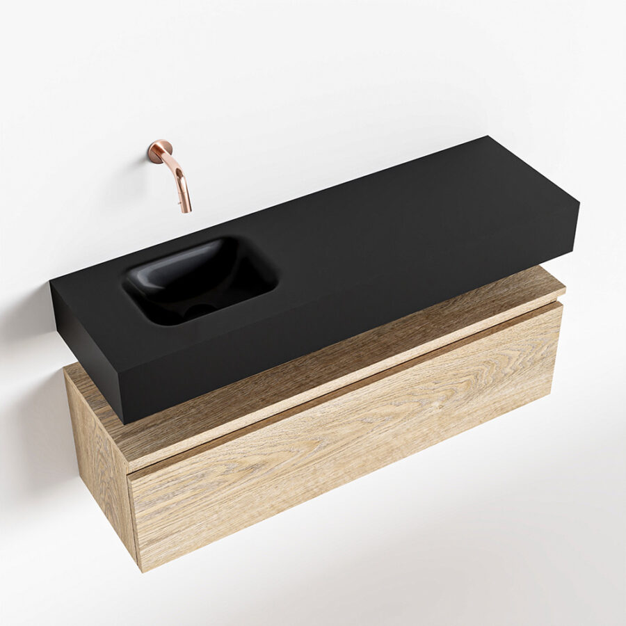 MONDIAZ ANDOR 100cm toiletmeubel washed oak. LEX 100cm wastafel urban positie links. Zonder kraangat - Afbeelding 4