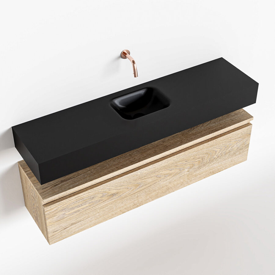 MONDIAZ ANDOR 120cm toiletmeubel washed oak. LEX 120cm wastafel urban positie midden. Zonder kraangat - Afbeelding 4