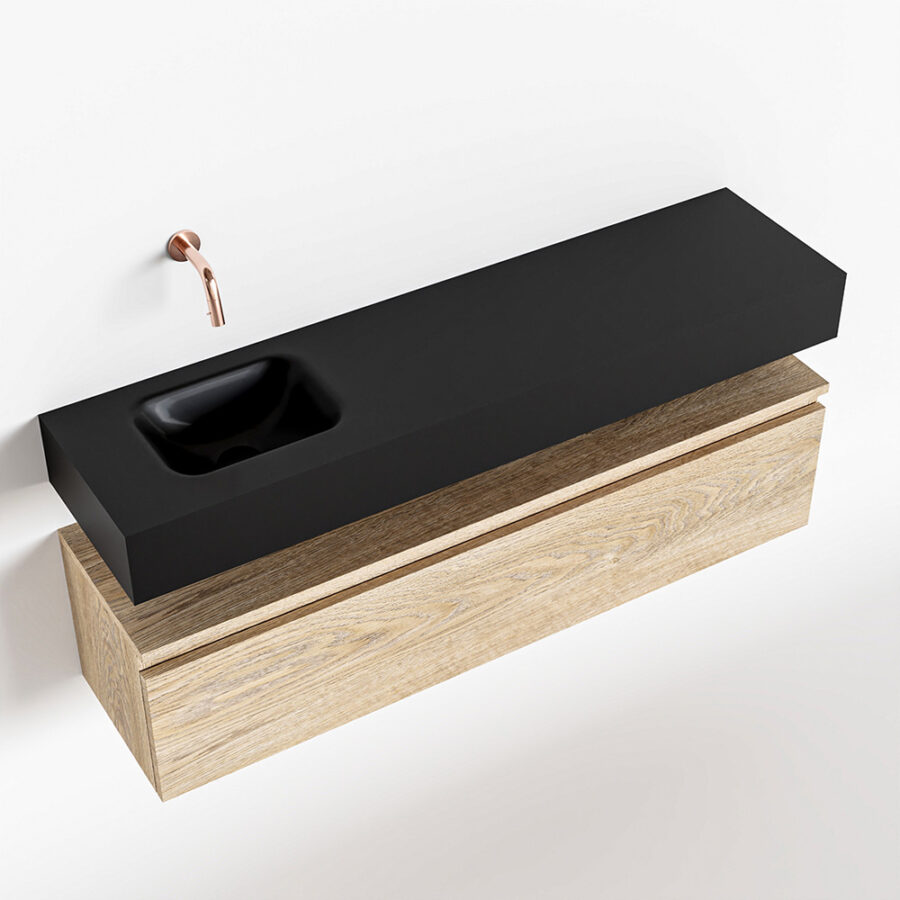 MONDIAZ ANDOR 120cm toiletmeubel washed oak. LEX 120cm wastafel urban positie links. Zonder kraangat - Afbeelding 4