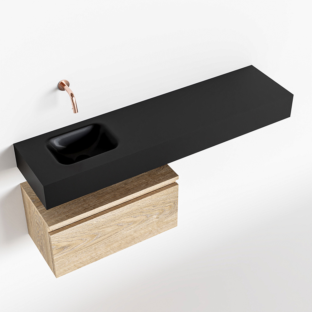 MONDIAZ ANDOR 60cm toiletmeubel washed oak. LEX 120cm wastafel urban positie links. Zonder kraangat - Afbeelding 4