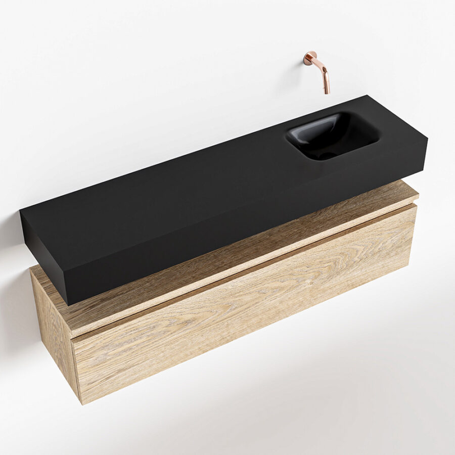 MONDIAZ ANDOR 120cm toiletmeubel washed oak. LEX 120cm wastafel urban positie rechts. Zonder kraangat - Afbeelding 4