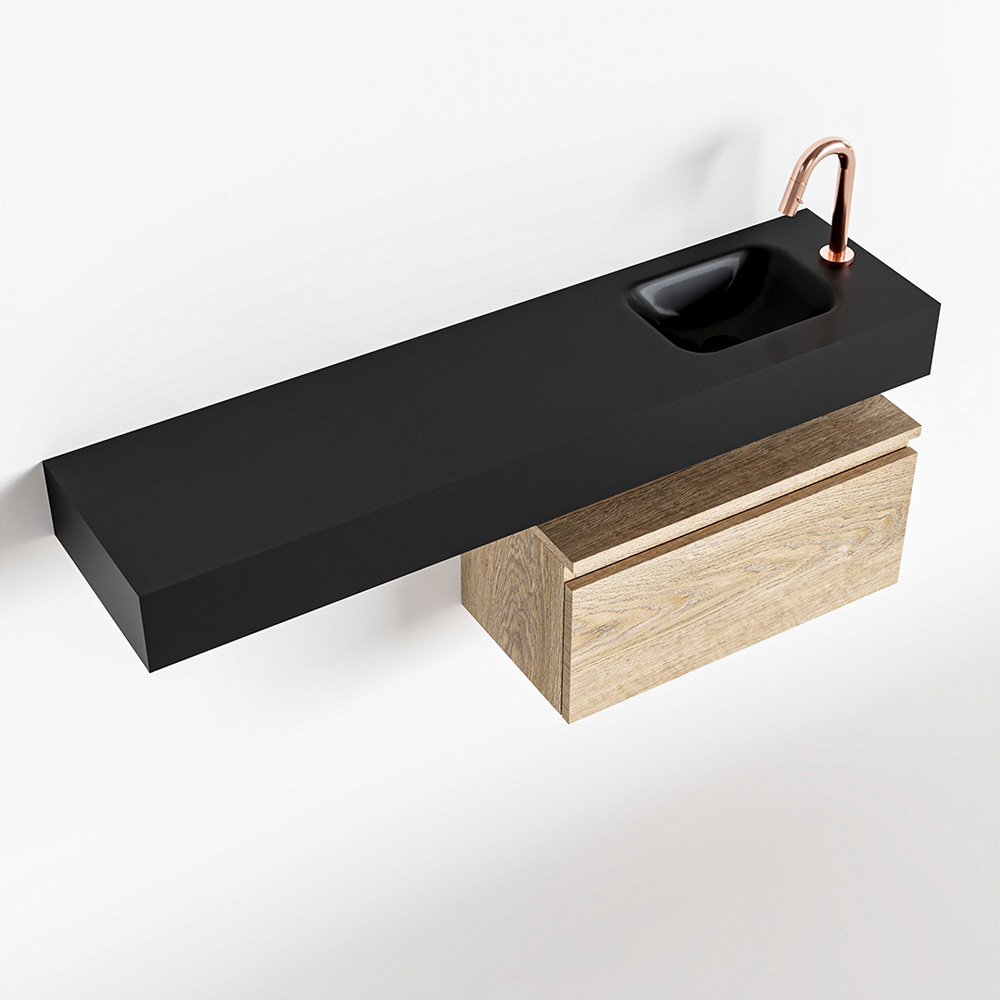 MONDIAZ ANDOR 60cm toiletmeubel washed oak. LEX 120cm wastafel urban positie rechts. Met 1 kraangat - Afbeelding 4