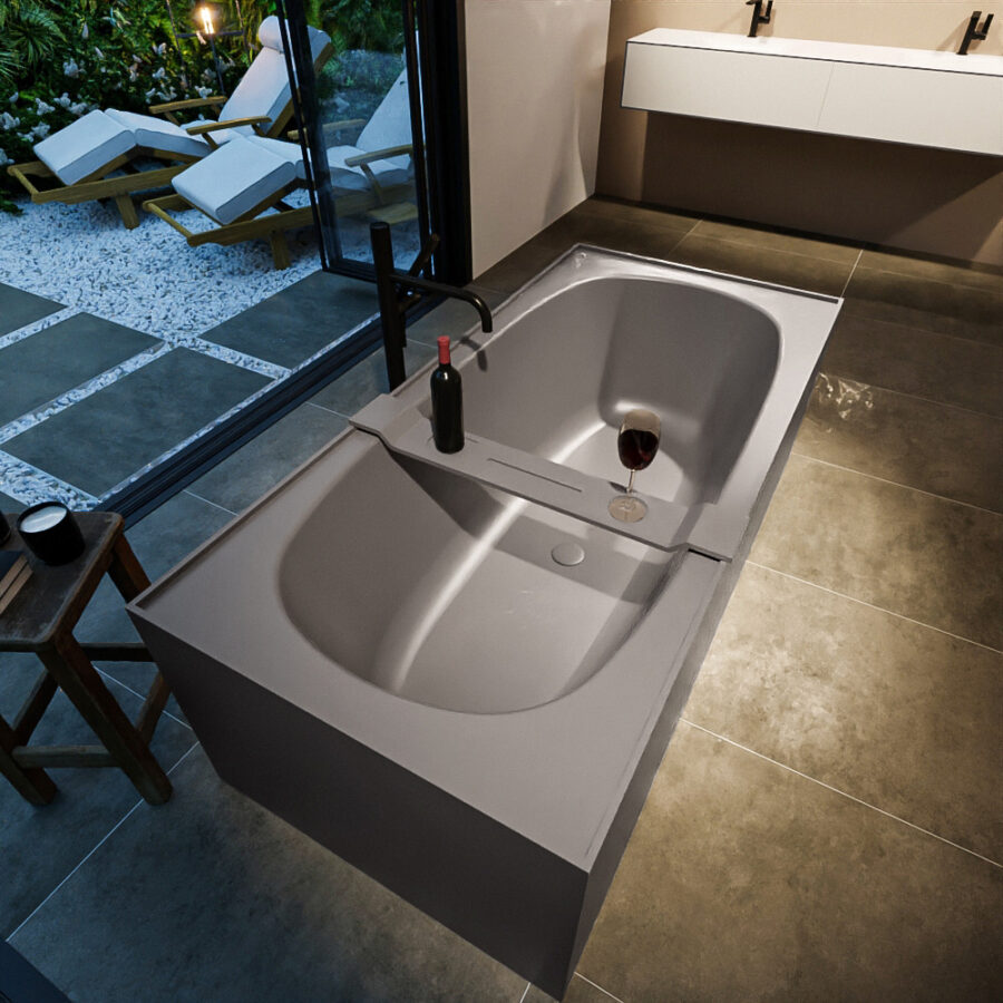 MONDIAZ FREEZE vrijstaand bad 180x85cm kleur Dark Grey / Dark Grey - Afbeelding 5