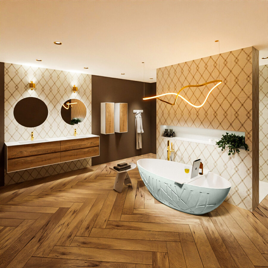 MONDIAZ HOLM vrijstaand bad 180x85cm kleur Greey / Talc - Afbeelding 3