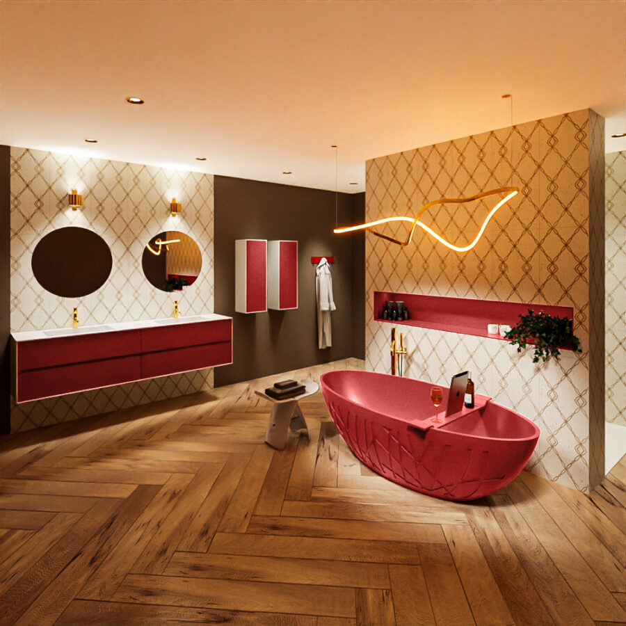 MONDIAZ HOLM vrijstaand bad 180x85cm kleur Fire / Fire - Afbeelding 3
