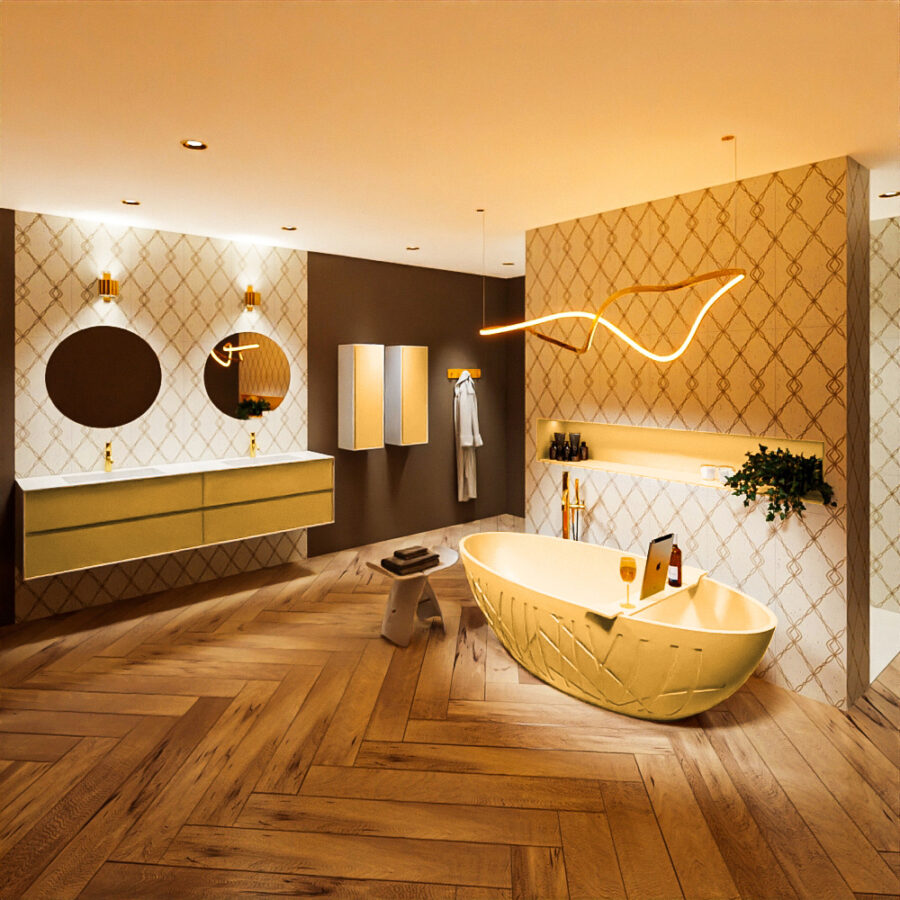 MONDIAZ HOLM vrijstaand bad 180x85cm kleur Ocher / Ocher - Afbeelding 3