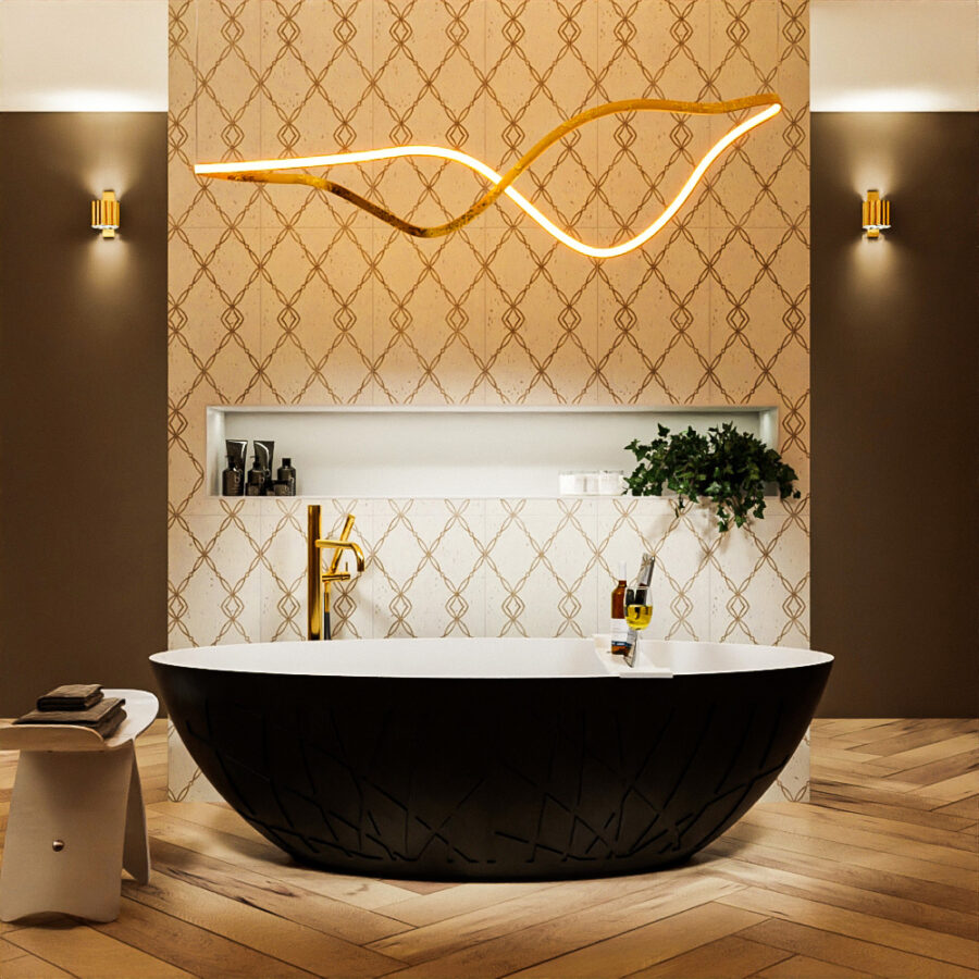 MONDIAZ HOLM vrijstaand bad 180x85cm kleur Urban / Talc - Afbeelding 4
