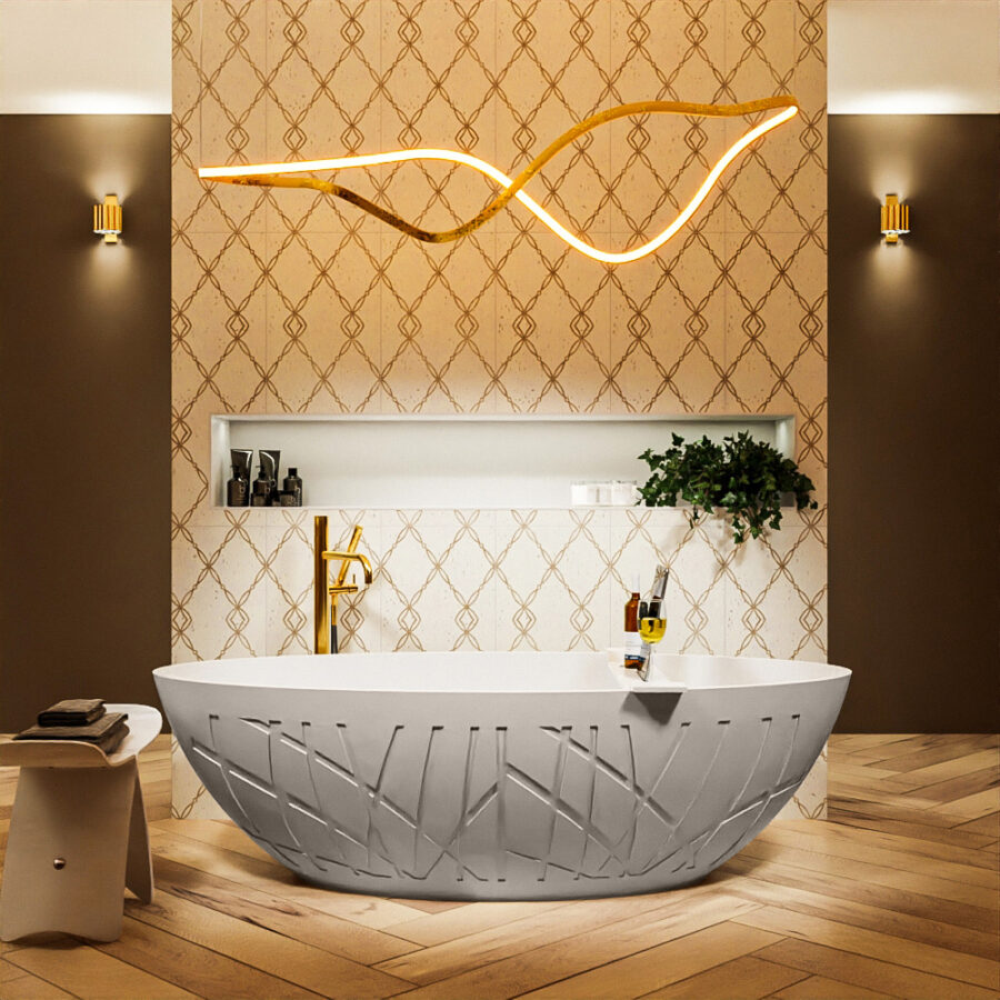 MONDIAZ HOLM vrijstaand bad 180x85cm kleur Linen / Talc - Afbeelding 4