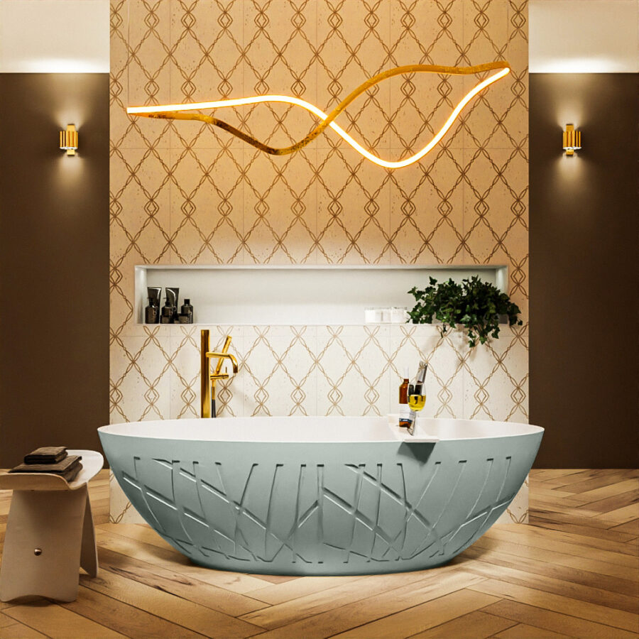 MONDIAZ HOLM vrijstaand bad 180x85cm kleur Greey / Talc - Afbeelding 4