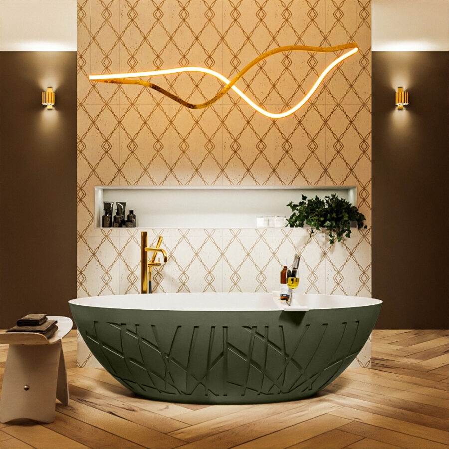 MONDIAZ HOLM vrijstaand bad 180x85cm kleur Army / Talc - Afbeelding 4